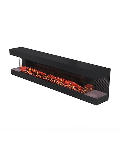 Mondawe 72" 3-Sided Electric Fireplace Insert with 12 Flame Colors, 750W/1500W Heater, Remote Control and Led Side Lighting