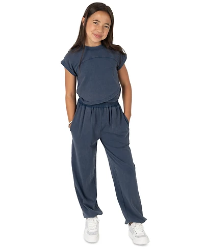 Tween Diva Girls' 7-16 Washed Jersey Knit Long-Sleeve Top and Joggers, 2-Piece Set