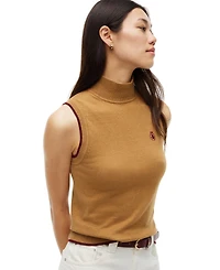 Tommy Hilfiger Women's American Icons Sleeveless Turtleneck Cotton/Cashmere-Blend Vest