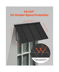 Vevor Window Awning Door Canopy 44x24 in Outdoor Steel Front Door Awnings Anti-Rust