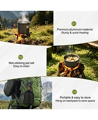 Piscifun Camping Cookware Set Non Stick Pots Stainless Steel Utensils Portable Outdoor Cooking Kit