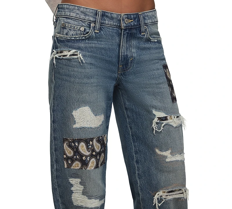 Lucky Brand Women's Legend Patchwork Baggy Mid-Rise Bootcut Jeans