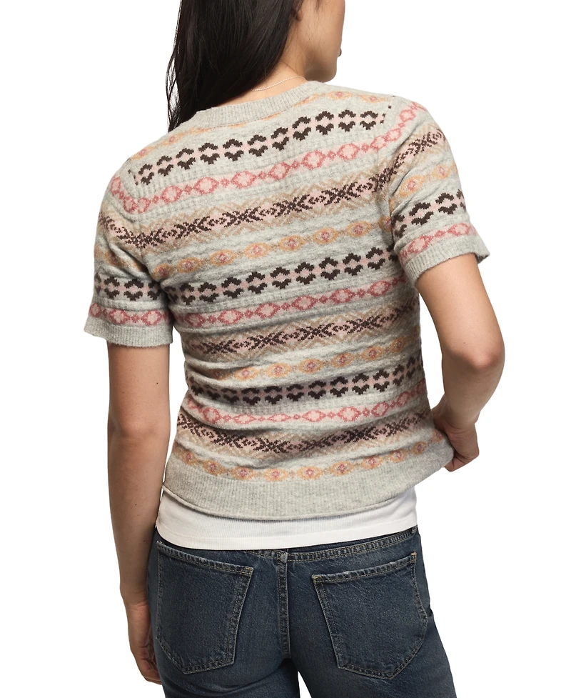 Lucky Brand Women's Fair Isle Crewneck Short-Sleeve Sweater