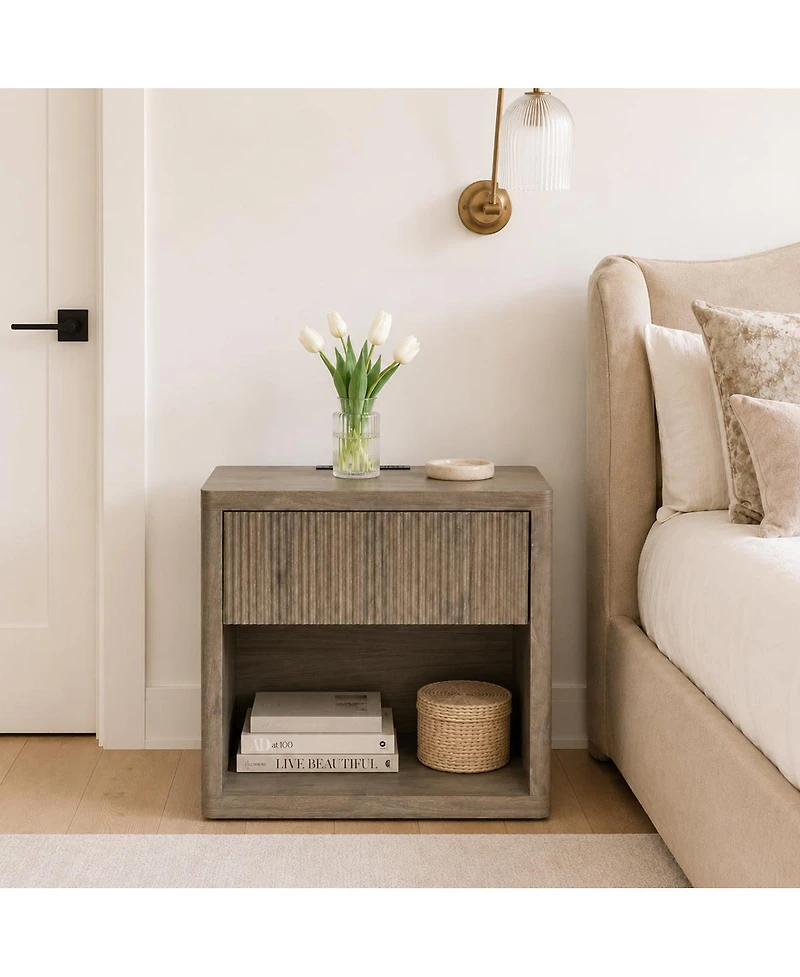 Streamdale Furniture Alder Fluted Nightstand with Drawer Storage