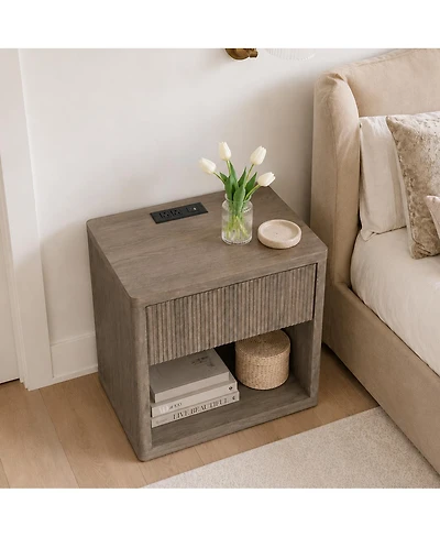 Streamdale Furniture Alder Fluted Nightstand with Drawer Storage