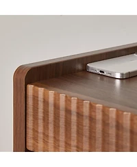 Streamdale Furniture Fluted Wood Nightstands with Drawer, 2 Pack Modern Bedside Tables