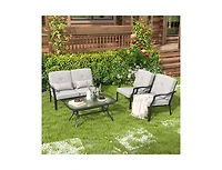 Boyel Living Outdoor Loveseat Chair Set with Coffee Table and Seat Back Cushions