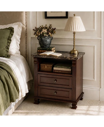 Streamdale Furniture Tall Modern Nightstand with Charging Station and Storage