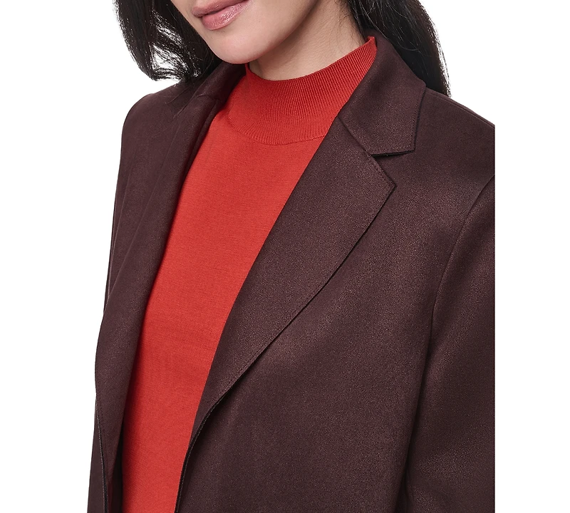 Tommy Hilfiger Women's Scuba Suede Topper Open-Front Faux Jacket