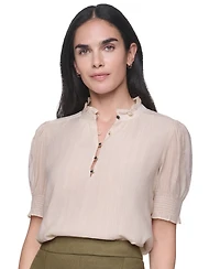 Tommy Hilfiger Women's Mock Neck Short-Sleeve Ruffle Blouse