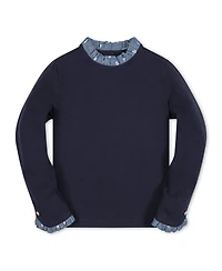 Hope & Henry Little and Big Girls' Xxs - L Organic Ruffle Trim Knit Top