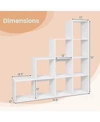 Sugift 4-Tier Stepped Bookshelf with 10 Cubes and Anti-Tipping Kits