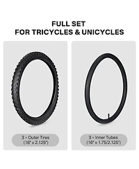 Yescom 16" x 2.125" Mountain Tread Tire and Tube Set, 3-Piece
