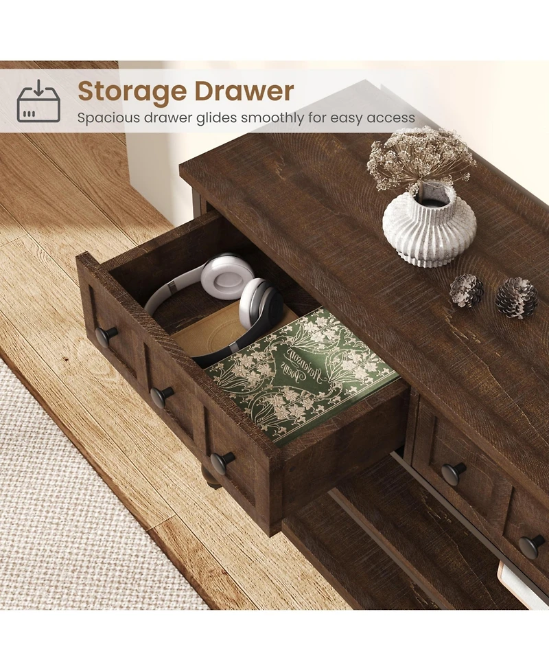 gaomon 52" Console Table with 3 Drawers, Roman Column Entryway Table, Narrow Sofa Table Behind Couch, Industrial Hallway Table with Storage Shelf