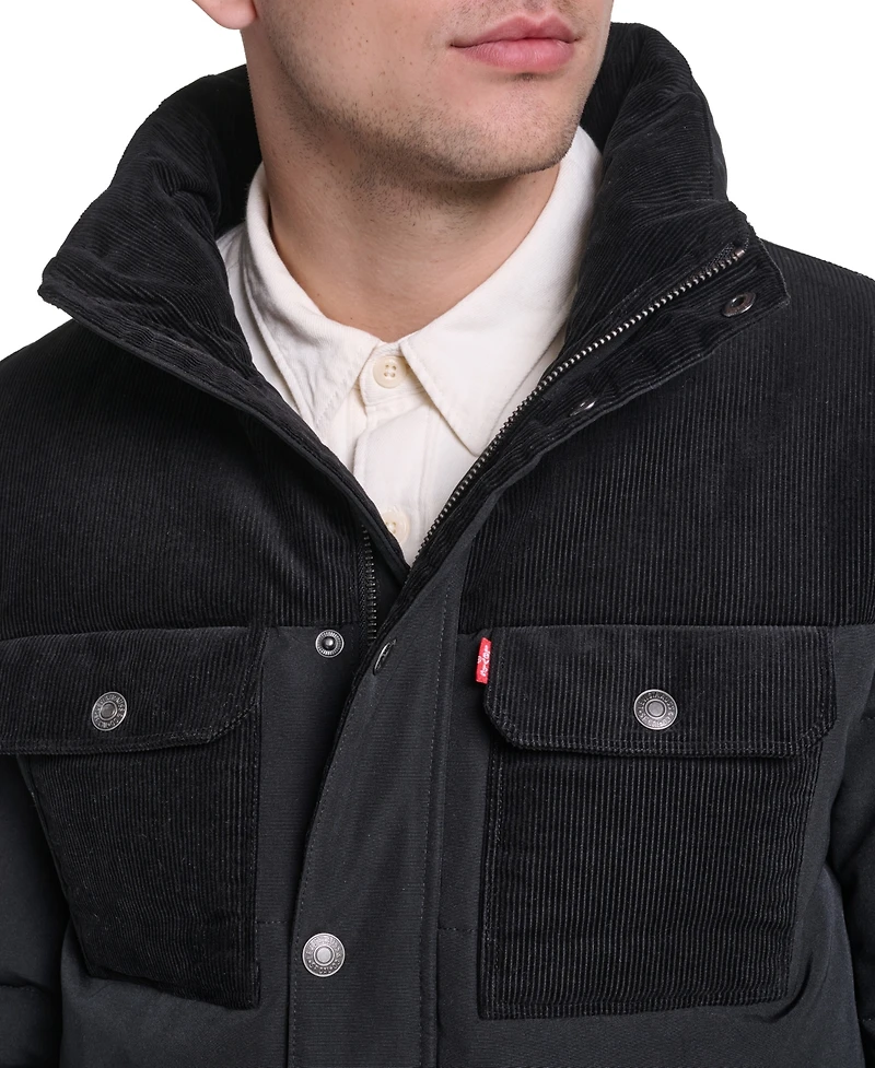 Levi's Men's Mixed-Media Puffer Jacket