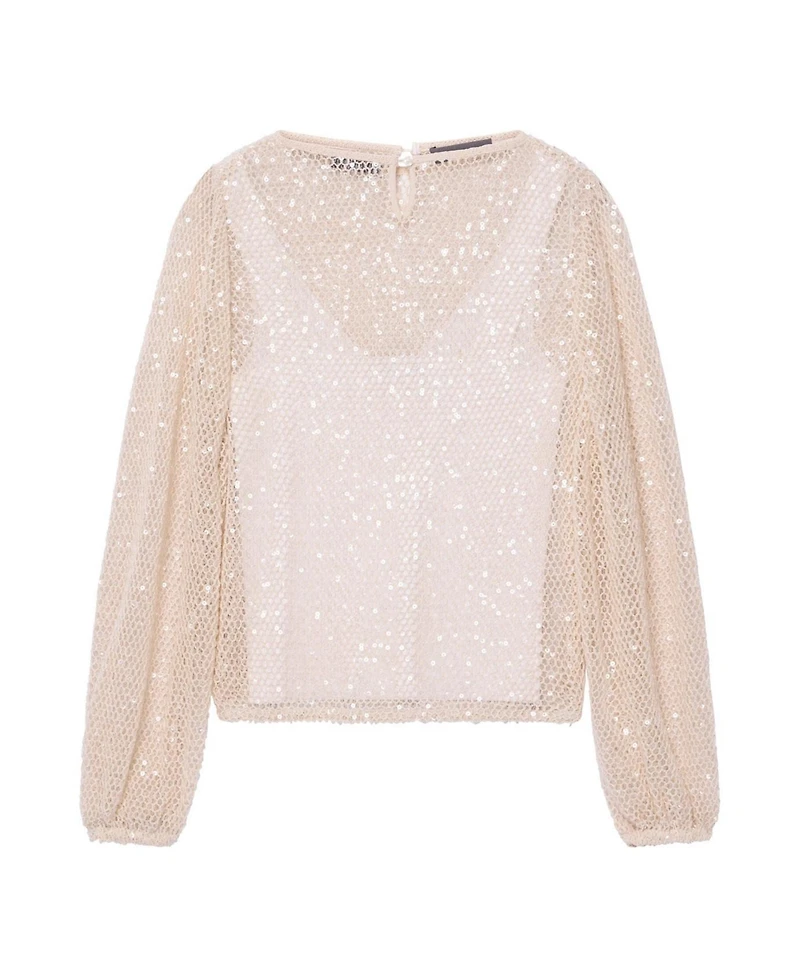 Mint Velvet Women's Sequin Layered Balloon-Sleeve Top