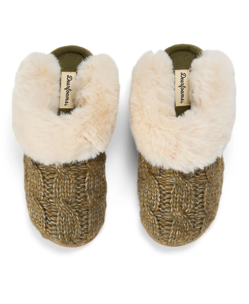 Dearfoams Women's Nicki Knit Scuff Cable Slippers
