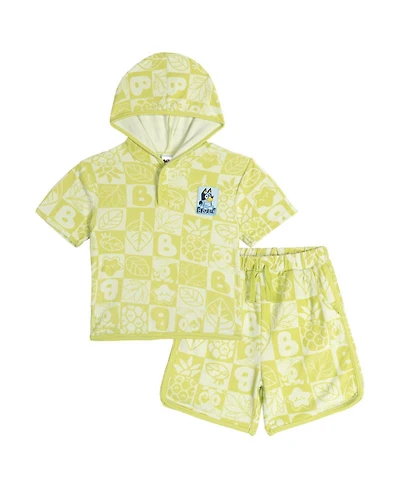 Bluey Baby Boy or Girl Loungewear 2-Piece Hooded Tee and Shorts Set