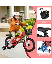Hongge 14-Inch Kids Bike with Training Wheels Helmet and Protective Gear Set Ages 3-5