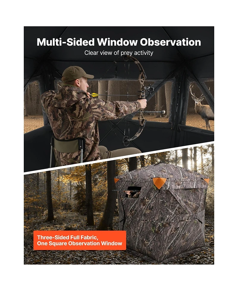 Hongge Pop Up Hunting Ground Blind 270 Degree View 55.5 x 55.9 x 66.7 inches for 1 to 2 Hunters with Carry Bag