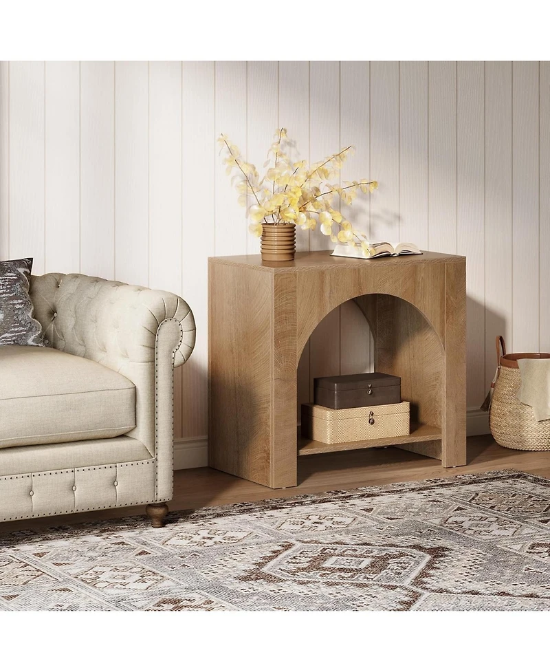 Tribesigns Farmhouse End Table with Pedestal Base