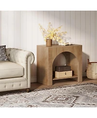Tribesigns Farmhouse End Table with Pedestal Base