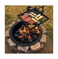 Piscifun Adjustable Swivel Steel Mesh Grill Grate With Spike Pole Portable Open Fire Camping Bbq