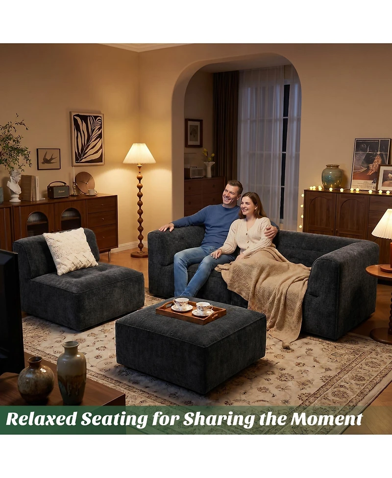 Aheaplus 4-Seater L-Shaped Modular Sectional Sofa, Boneless Living Room Sofa
