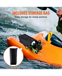 Hongge 3.5 lb Folding 4-Fluke Kayak Anchor Kit for Paddle Boards