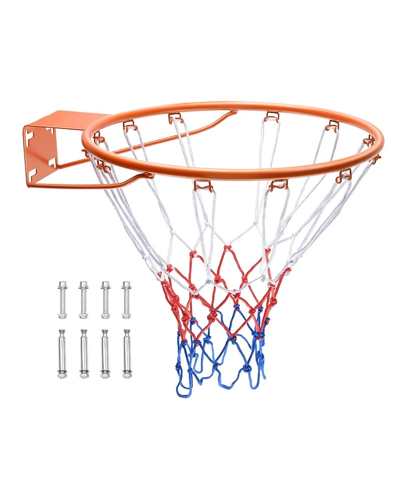 Hongge Heavy Duty 18 in Wall Mounted Basketball Flex Rim Replacement with All-Weather Net for Indoor and Outdoor Play