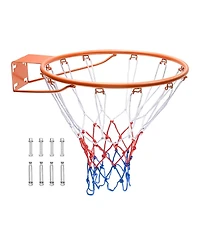 Hongge Heavy Duty 18 in Wall Mounted Basketball Flex Rim Replacement with All-Weather Net for Indoor and Outdoor Play