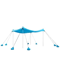 Hongge Pop Up Beach Canopy 10 x 10 feet Upf 50 Plus Stretch Shelter with 8 Sandbags Poles and Sand Shovels