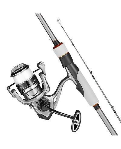 Hongge Two-Piece IM6 Spinning Rod and Reel Combo 6.5 ft with Eva Handle and Reversible Left or Right Crank
