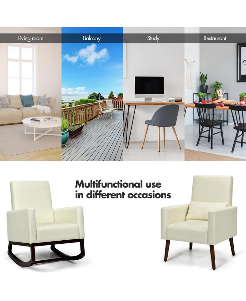 Gouun 2-in-1 Convertible Rocking and Stationary Upholstered Armchair