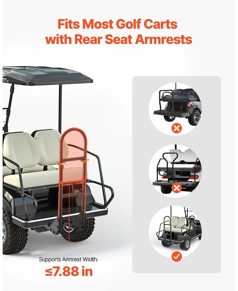Sugift Golf Cart Rear Seat Bag Holder in Carbon Steel No-Drilling Installation