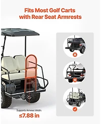 Sugift Golf Cart Rear Seat Bag Holder in Carbon Steel No-Drilling Installation