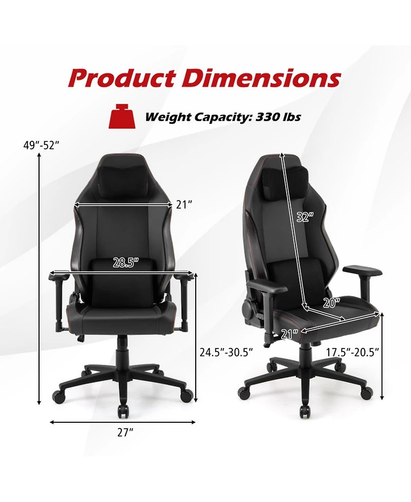 Sugift Ergonomic High Back Gaming Chair with Magnetic Headrest and Lumbar Pillow