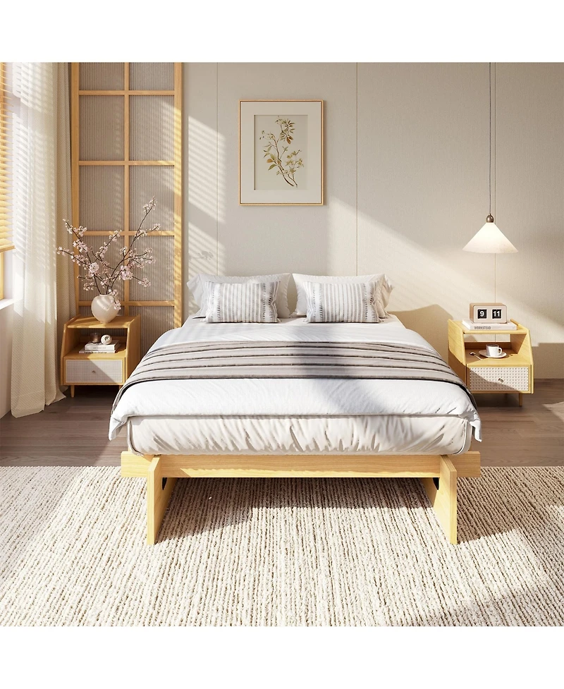 homfan Mortise and Tenon Platform Bed Frame