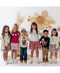 Sweet Wink Big Girls Mocha Floral Denim Jacket