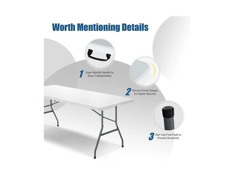 Mountaintop Portable Folding Camping Table with Carrying Handle for Picnic