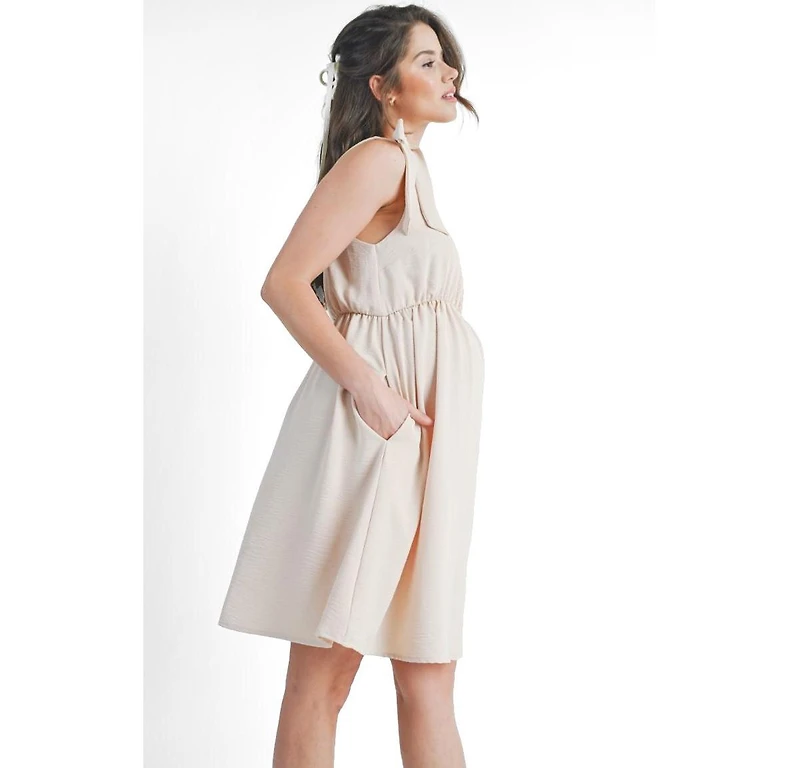 Hello Miz Maternity Empire-Waist Scoop-Neck A-Line Dress