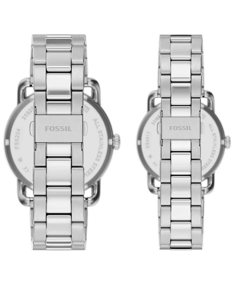 Fossil Unisex Copeland Quartz Stainless Steel Watch Set 42mm and 34mm
