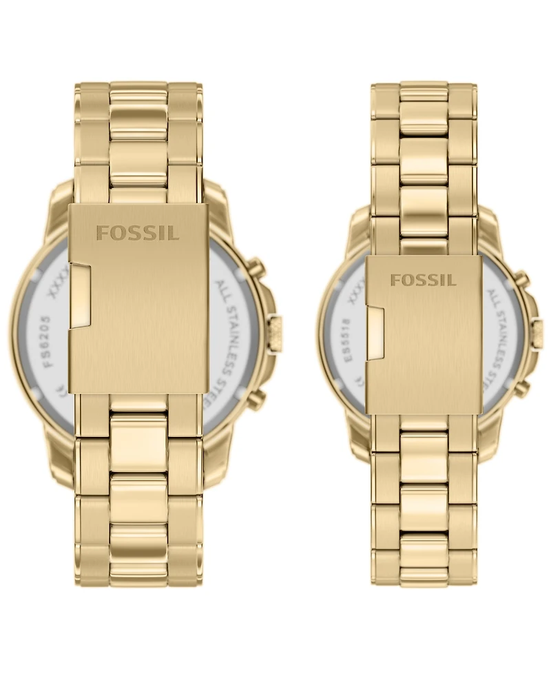 Fossil Unisex Grant Chronograph Gold-Tone Stainless Steel Watch Set 44mm and 36mm