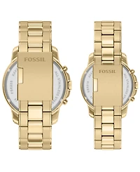 Fossil Unisex Grant Chronograph Gold-Tone Stainless Steel Watch Set 44mm and 36mm