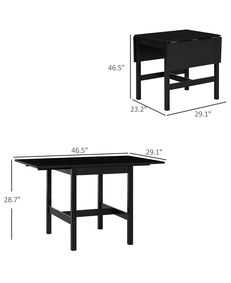 Homcom Foldable Dining Table Drop Leaf Table with Solid Wood Frame