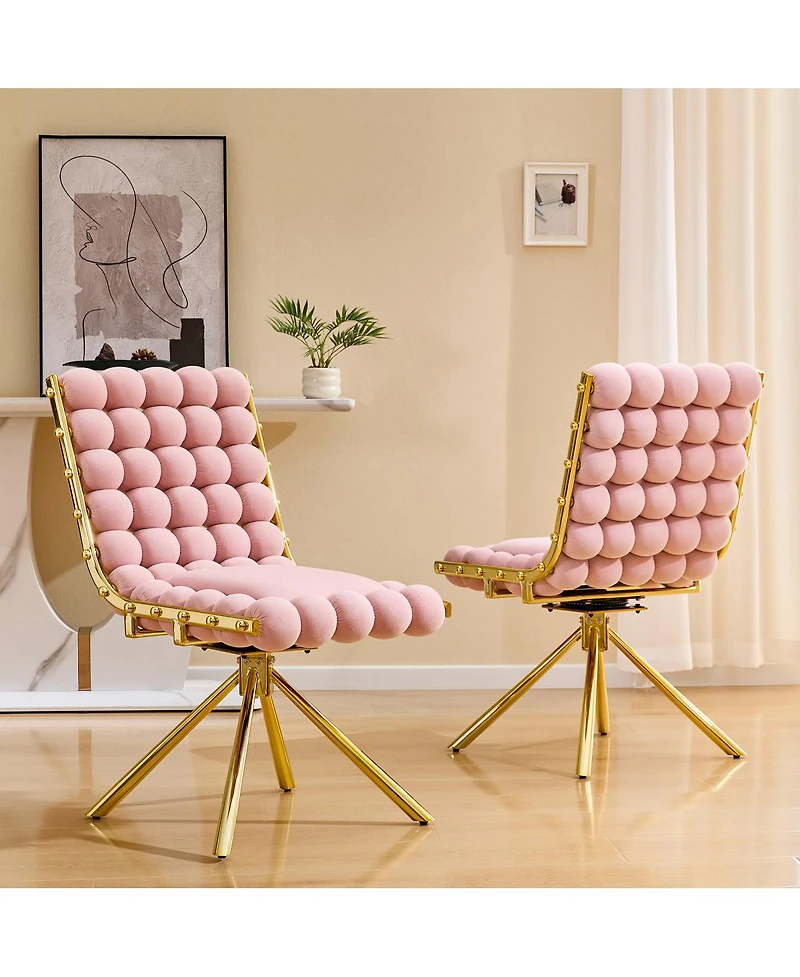 Streamdale Furniture Velvet Swivel Accent Chair with Metal Legs