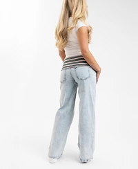 Em & Cass Juniors' Pull-On Low-Rise Wide-Leg Denim
