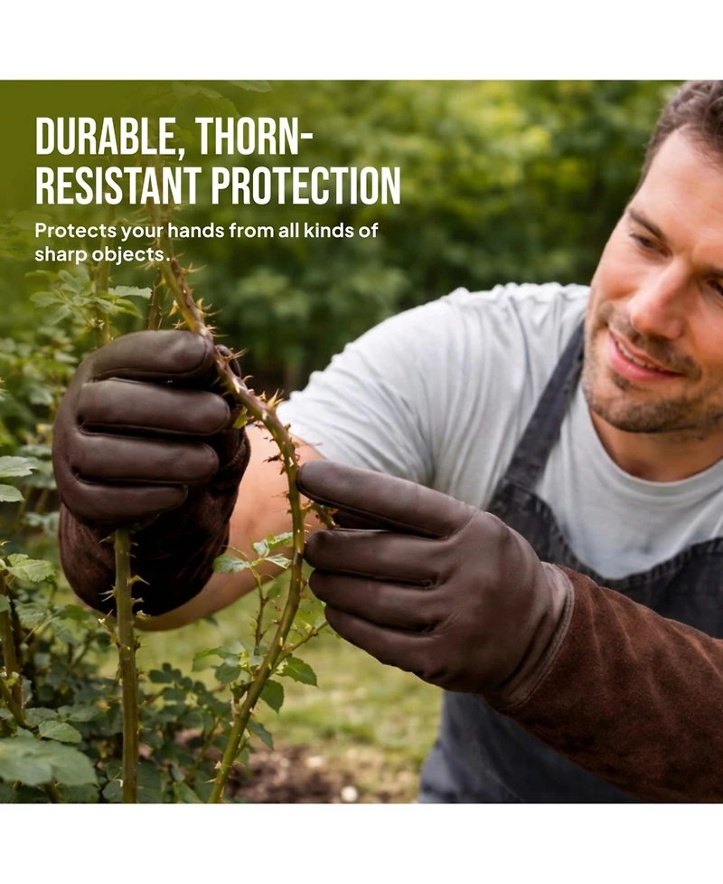 Xdovet Thorn Proof Gardening Gloves Long Rose Pruning Cowleather Gauntlet Forearm Protection
