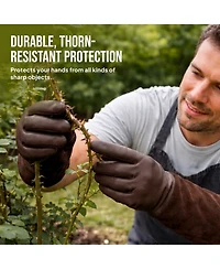 Xdovet Thorn Proof Gardening Gloves Long Rose Pruning Cowleather Gauntlet Forearm Protection