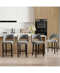 homfan Bar Stools Set of 4 Upholstered Bar Height Stools with Wood Legs, Ergonomic Backrest, for Kitchen Island Dining Room Bar